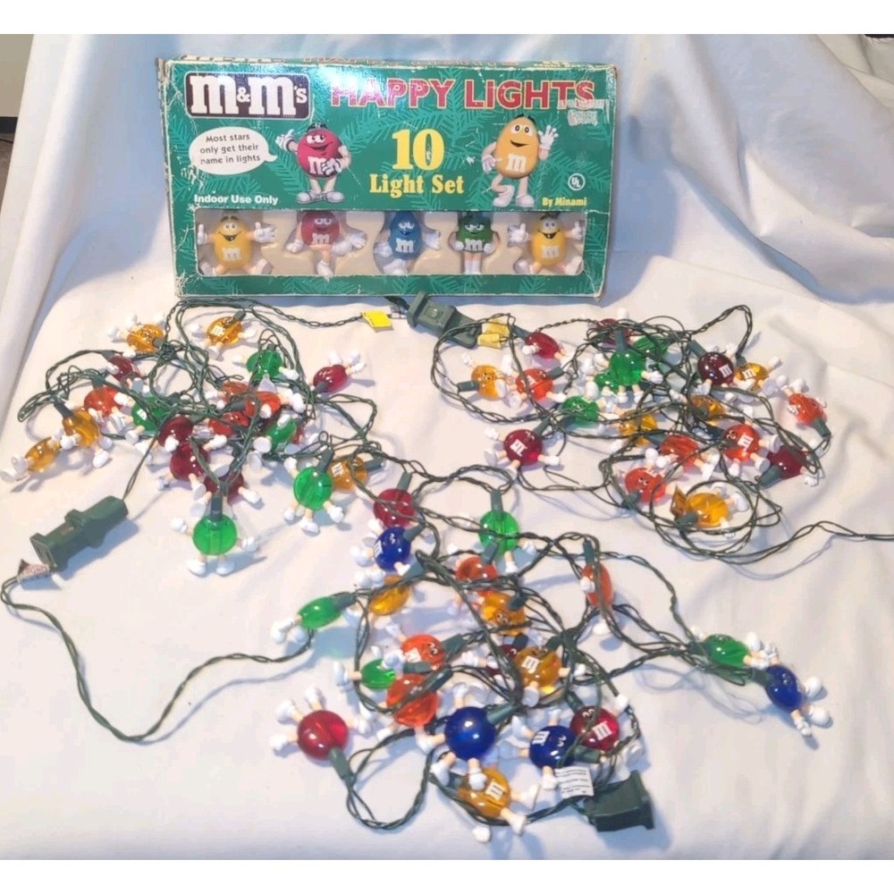 Vintage M&M Candy Happy Lights String Lights Set & 3x Light Strings Covers